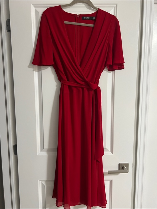 Polo Ralph Lauren Dresses & Skirts - Polo by Ralph Lauren Red Wrap-Style Midi Dress
